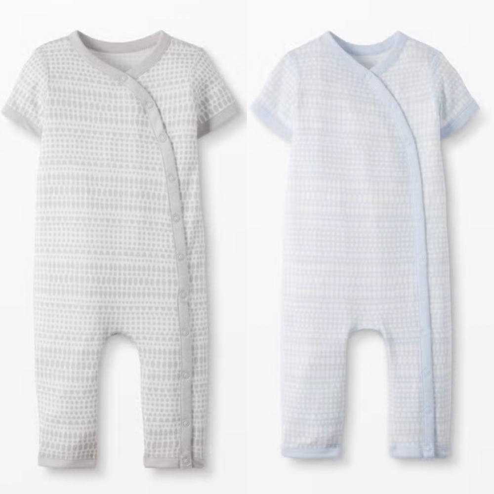 2 Hanna Andersson “it’s a snap” rompers, organic cotton, 3-6m